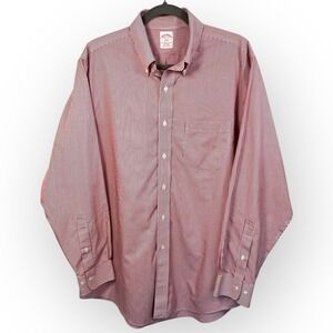 Brooks Brothers 346 Red White Stripe Dress Shirt Men's 16-4/5 Regular Fit Cotton